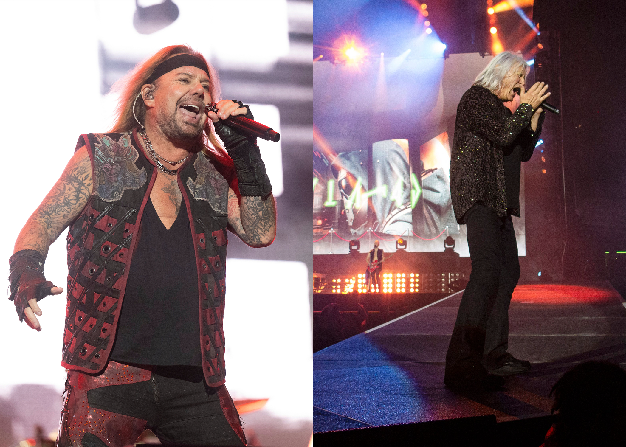 LEFT PHOTO: Motley Crue Sweden Rock Festival, Solvesborg, Sweden - 07 Jun 2023 RIGHT PHOTO: Def Leppard In Concert, San Diego, California, USA - 30 Aug 2024