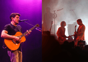 LEFT PHOTO: John Mayer in concert at the Kia Forum, Inglewood, California, USA - 14 Apr 2023 RIGHT PHOTO: Kings of Leon and Phantogram in Concert, Forest Hills Stadium, New York, New York, USA - 18 Sep 2024