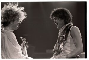 Eddie Van Halen and Sammy Hagar Van Halen in concert, Chicago, Illinois, USA