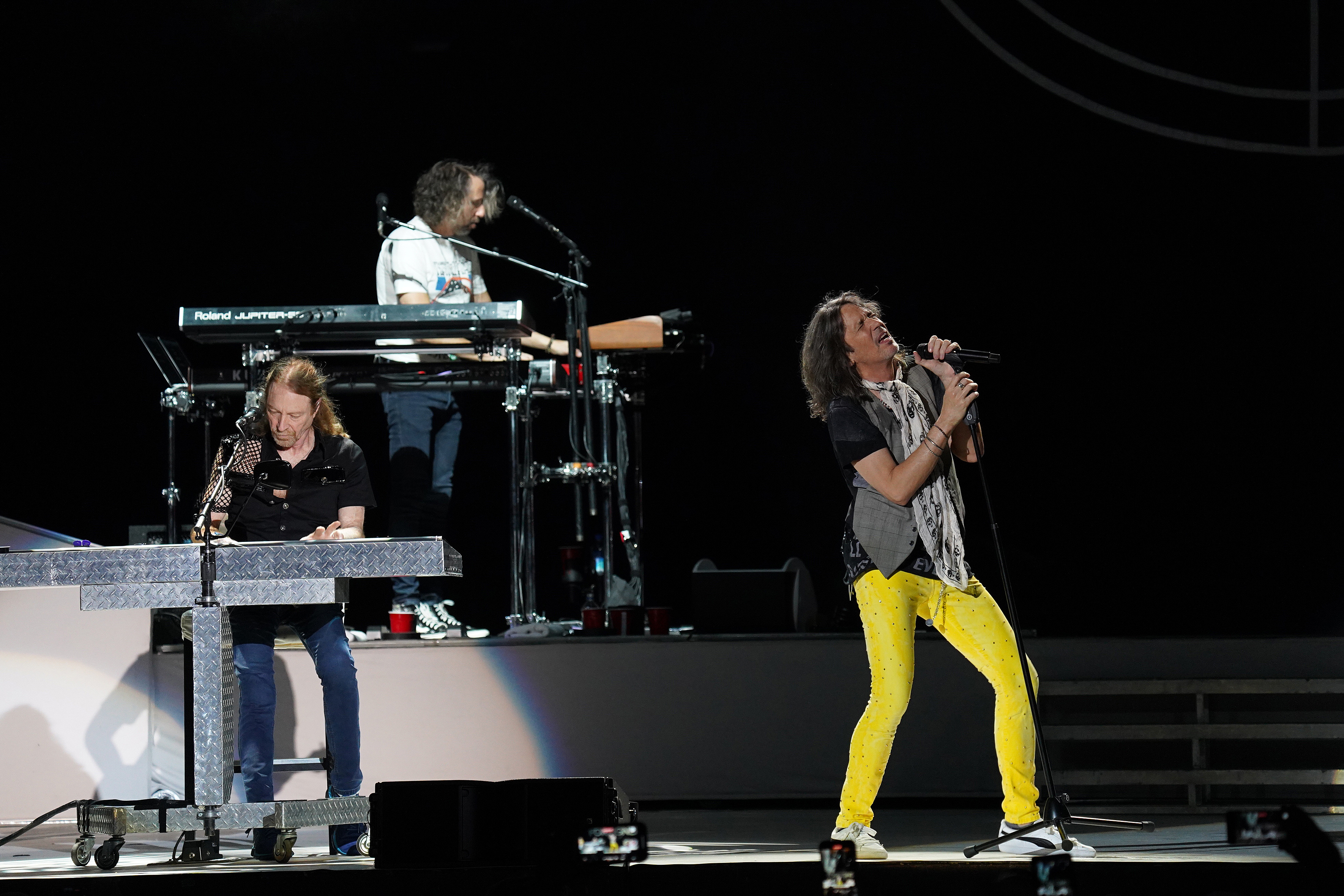 August 11, 2023, Dallas, Texas, United States: Kelly Hansen, Member of the American rock band Foreigner performs on stage as part of their The Historic Farewell Tour at the Dos Equis Pavilion on Friday August 11, 2023 in Dallas, Texas, United States. (Photo by Javier Vicencio / Eyepix Group) Foreigner 'The Historic Farewell Tour' Concert, Dallas, Texas, United States - 11 Aug 2023