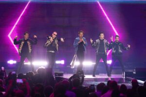 Jordan Knight, Donnie Wahlberg, Danny Wood, Joey McIntyre, and Jonathan Knight of New Kids on the Block perform on stage during the iHeartRadio Festival at T-Mobile Arena on September 20th, 2024 in Las Vegas, Nevada, USA. iHeartRadio Festival Show - Las Vegas, United States - 21 Sep 2024