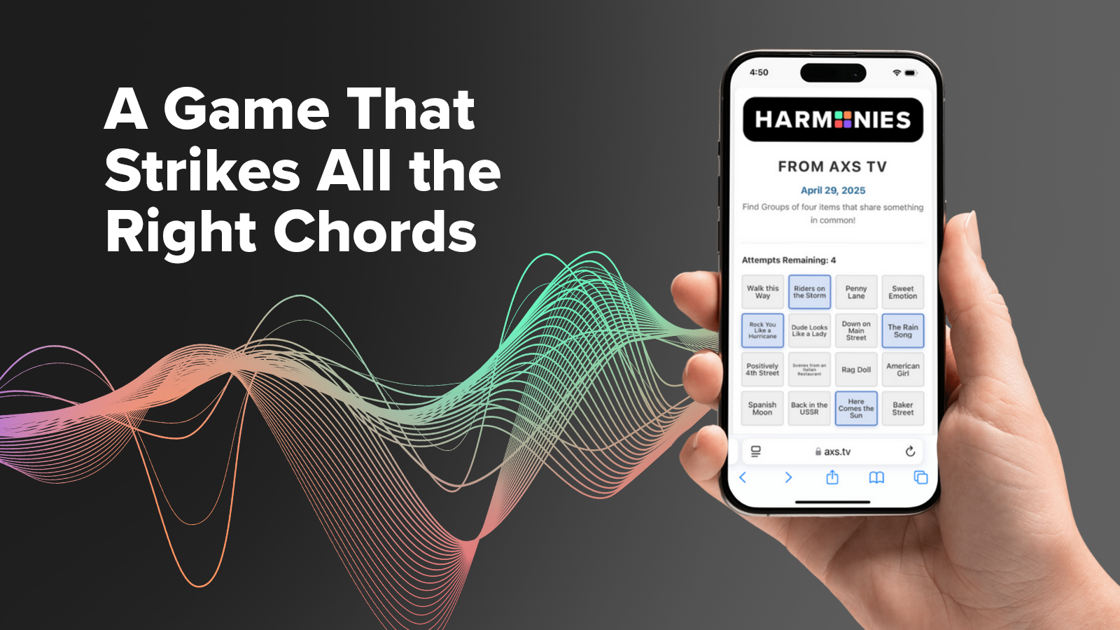 AXS TV Harmonies is our new game.