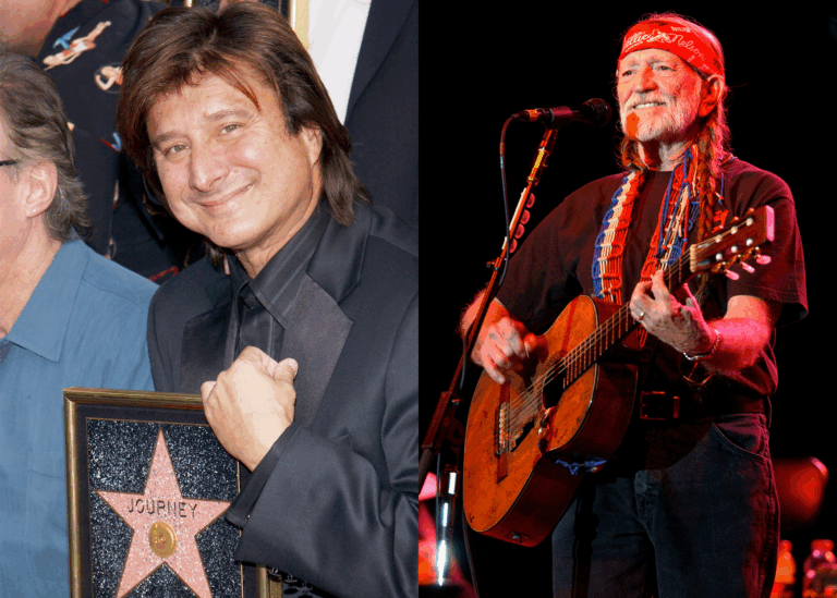 LEFT PHOTO: Journey - Steve Perry, JOURNEY HONORED WITH THE 2275TH STAR ON THE HOLLYWOOD WALK OF FAME, CALIFORNIA, AMERICA - 21 JANUARY 2005 RIGHT PHOTO: Willie Nelson performs at The Mizner Park Amphitheatre, Boca Raton, Florida, USA - 18 Apr 2003