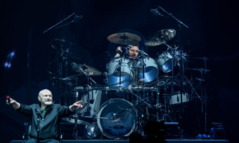 Phil Collins and Nic Collins of Genesis perform during The Last Domino? Tour at Madison Square Garden, in New York City Genesis in concert at Madison Square Garden, New York, USA - 05 Dec 2021