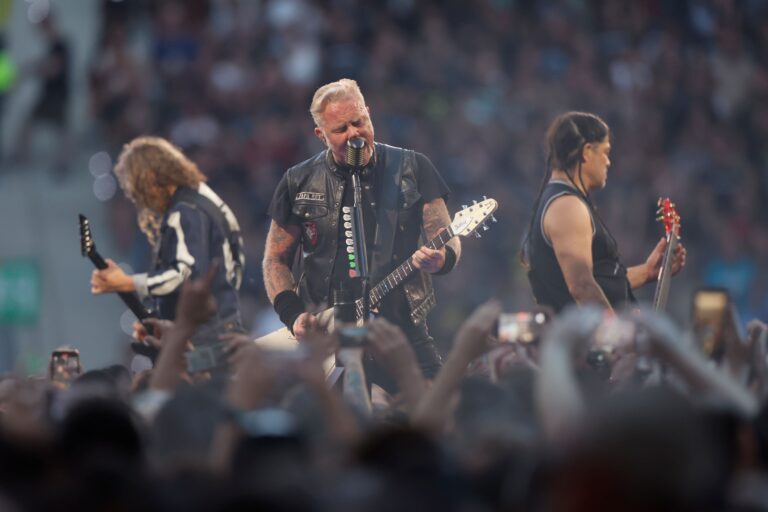 James Hetfield of Metallica performs with band members on stage during their concert in Madrid, Spain, 12 July 2024. Metallica concert in Madrid, Spain - 12 Jul 2024