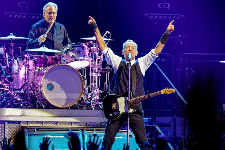 MAX WEINBERG ( Drums) and BRUCE SPRINGSTEEN and the E Street Band perform onstage during the opening night of The Land of Hope and Dreams Tour at Co-op Live Arena on May 14, 2025, in Manchester, England. The 2025 tour is SPRINGSTEEN's first major European run since 2023 and features classic hits alongside material from his recent albums. The show took place at the UK's newest and largest indoor arena. Bruce Springsteen Opens The Land Of Hope And Dreams Tour In Manchester, United Kingdom - 14 May 2025