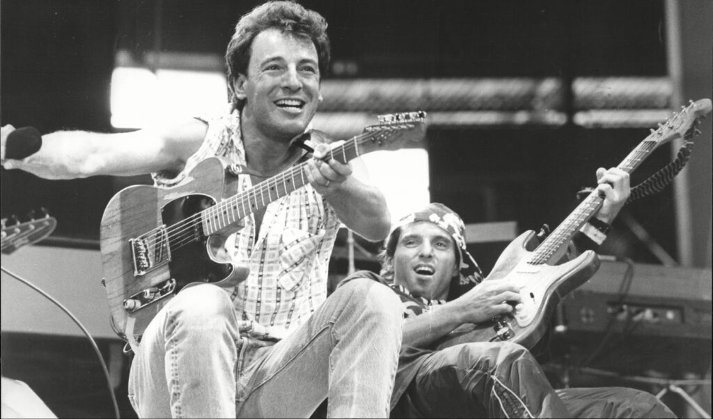 Singer Bruce Springsteen In Concert At Wembley Seen With Musician Nils Lofgren Singer Bruce Springsteen In Concert At Wembley Seen With Musician Nils Lofgren