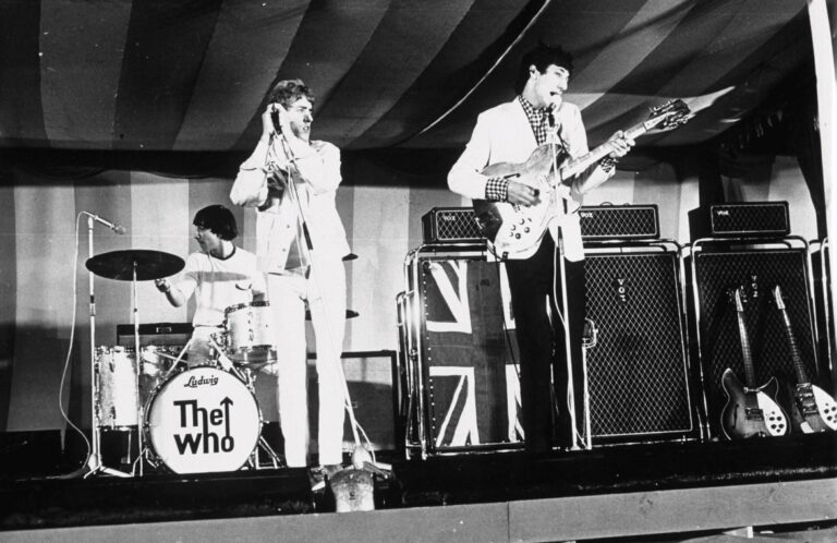 Rock band: The Who - lead vocalist Roger Daltrey, guitarist Pete Townshend, and drummer Keith Moon VARIOUS