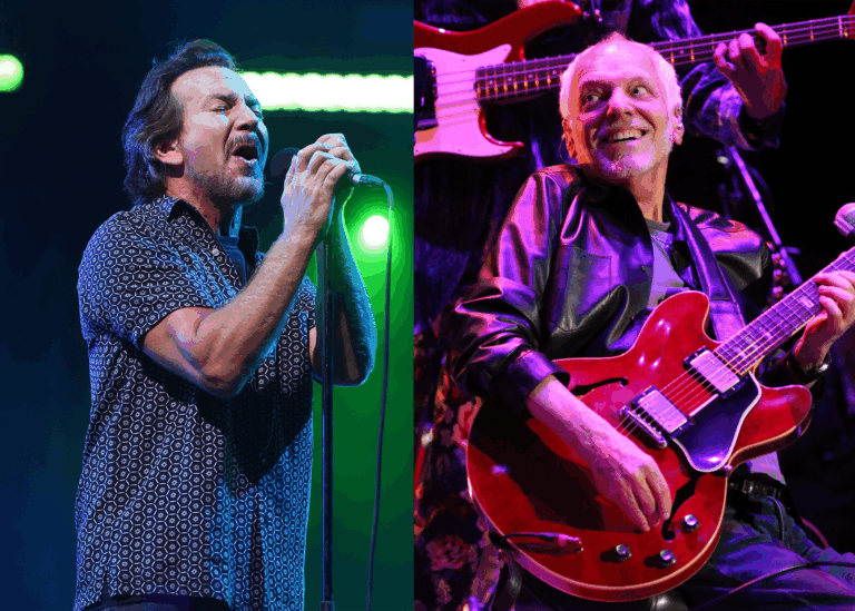 LEFT PHOTO: Eddie Vedder Ohana Festival, Doheny State Beach, Los Angeles, California, USA - 03 Oct 2021 RIGHT PHOTO: Peter Frampton 9th Annual Love Rocks NYC Benefit Concert For God's Love We Deliver, New York, USA - 06 Mar 2025
