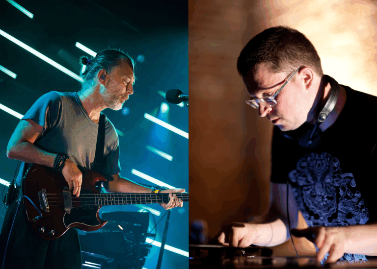 LEFT PHOTO: Thom Yorke of British rock band The Smile performs on the Montreux Jazz Lab stage during the 56th Montreux Jazz Festival (MJF), in Montreux, Switzerland, 12 July 2022. The festival runs from 01 to 16 July and features about 500 concerts. RIGHT PHOTO: Matt Biddulph from UK, CC BY-SA 2.0 , via Wikimedia Commons