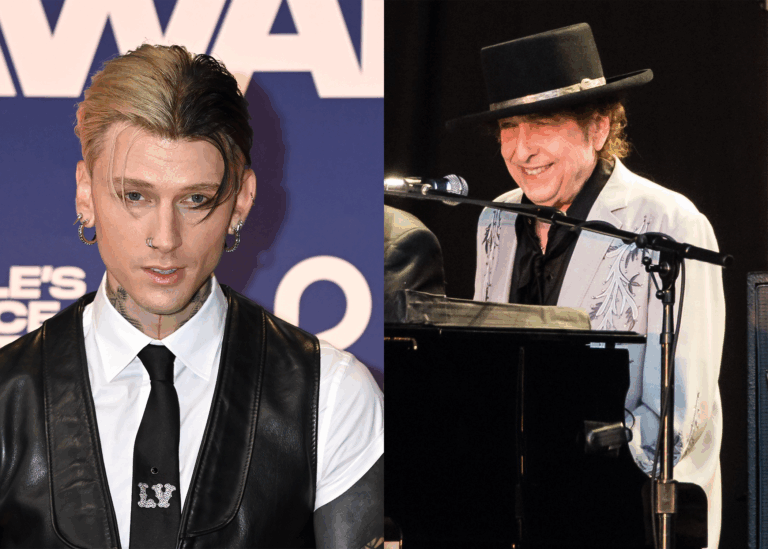 LEFT PHOTO: Machine Gun Kelly, 2024 People's Choice Country Awards, Nashville, USA - 26 Sep 2024 RIGHT PHOTO: Bob Dylan in concert at Hyde Park in London, UK - 12 Jul 2019