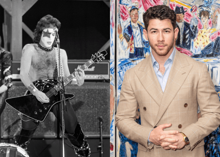 LEFT PHOTO:Paul Stanley of Kiss performs in concert during 'The Elder' Album in 1981 RIGHT PHOTO: Sardi's Celebrates the stars of The Last Five Years, New York, United States - 29 May 2025