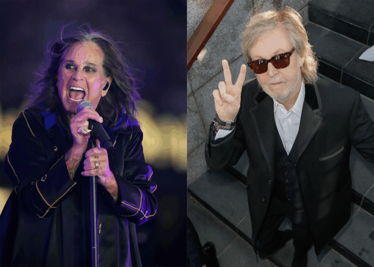 LEFT PHOTO: Ozzy Osbourne Kicks Off 2022 NFL Season with Los Angeles Rams Halftime Show Performance RIGHT PHOTO: Paul McCartney at Stella McCartney show, Arrivals, Autumn Winter 2024, Paris Fashion Week, France - 04 Mar 2024