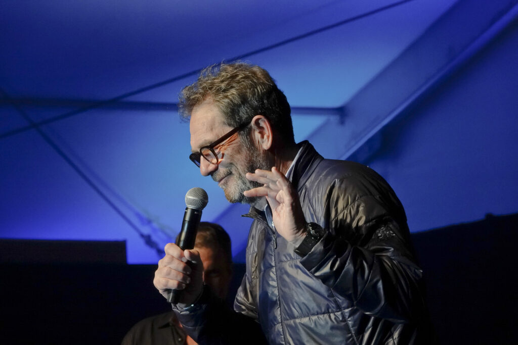 Huey Lewis tells jokes instead of singing at the half time Volunteer party on the second day of the AT&T Pro-Am PGA Golf event at Pebble Beach AT&T Pebble Beach, Pro-Am Tournament, Charity Music Concert, Monterey, USA - 07 Feb 2020