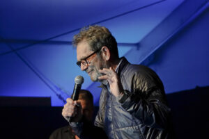 Huey Lewis tells jokes instead of singing at the half time Volunteer party on the second day of the AT&T Pro-Am PGA Golf event at Pebble Beach AT&T Pebble Beach, Pro-Am Tournament, Charity Music Concert, Monterey, USA - 07 Feb 2020