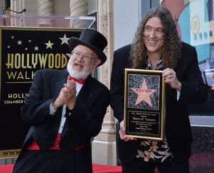 Grammy-winning musical satirist 'Weird Al' Yankovic (L) is joined by radio broadcaster Dr. Demento during an unveiling ceremony honoring Yankovic with the 2,643rd star on the Hollywood Walk of Fame in Los Angeles on August 27, 2018. Weird Al Yankovic Fame Walk, Los Angeles, California, United States - 27 Aug 2018