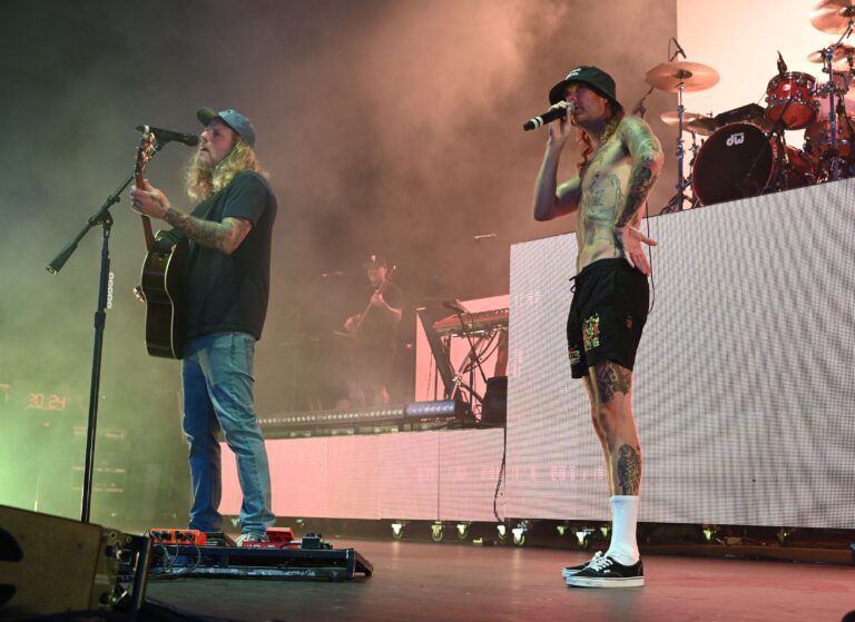 Dustin "Duddy B" Bushnell and Jared "Dirty J" Watson of Dirty Heads perform during The Slighty Dirty Summer Tour at The I Think Financial Amphitheatre Dirty Heads in concert during The Slighty Dirty Summer Tour at The I Think Financial Amphitheatre, West Palm Beach, Florida, USA - 02 Aug 2024