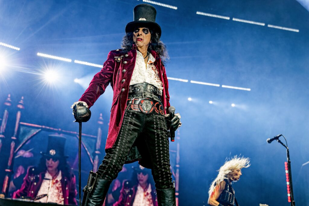 Mandatory Credit: Photo by Andy Von Pip/ZUMA Press Wire/Shutterstock (14793410ae)
American singer ALICE COOPER and NITA STRAUSS (Lead and Rhythm Guitar, Backing Vocals) performs live on stage as part of the 'Too Close For Comfort' tour at AO Arena Manchester England.
Alice Cooper Performs In Manchester UK, United Kingdom - 17 Oct 2024