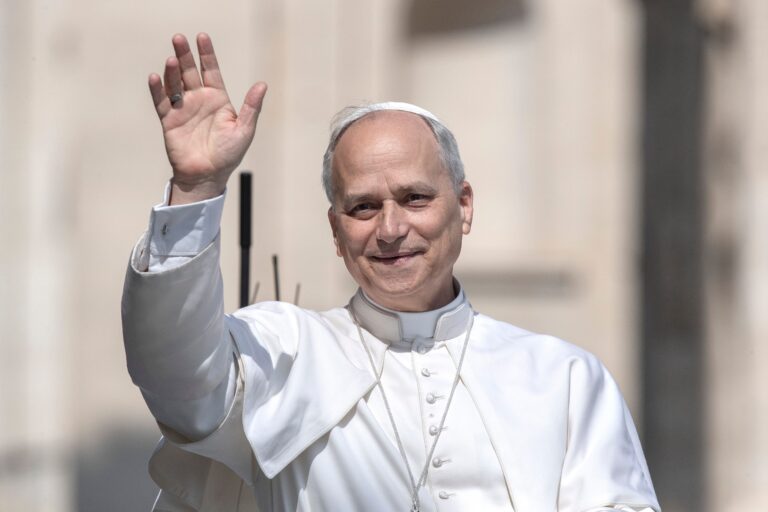 Pope Leo XIV waves as he arrives for his weekly general audience in St. Peter's square. Pope Leo XIV 's weekly general audience in Vatican - 11 Jun 2025