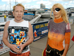 JOHN LYDON AND WIFE NORA JOHN LYDON AT THE MARRIOT HOTEL AFTER WALKING OUT OF 'I'M A CELEBRITY GET ME OUT OF HERE', GOLD COAST, AUSTRALIA - 05 FEB 2004
