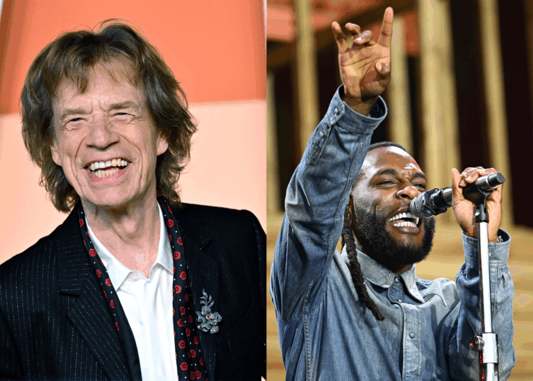 LEFT PHOTO: Mick Jagger of The Rolling Stones arrives for the Vanity Fair Oscar Party at the Wallis Annenberg Center for the Performing Arts in Beverly Hills, California on Sunday, March 2, 2025. RIGHT PHOTO: Glastonbury Festival, Day 5, UK - 30 Jun 2024, Burna Boy