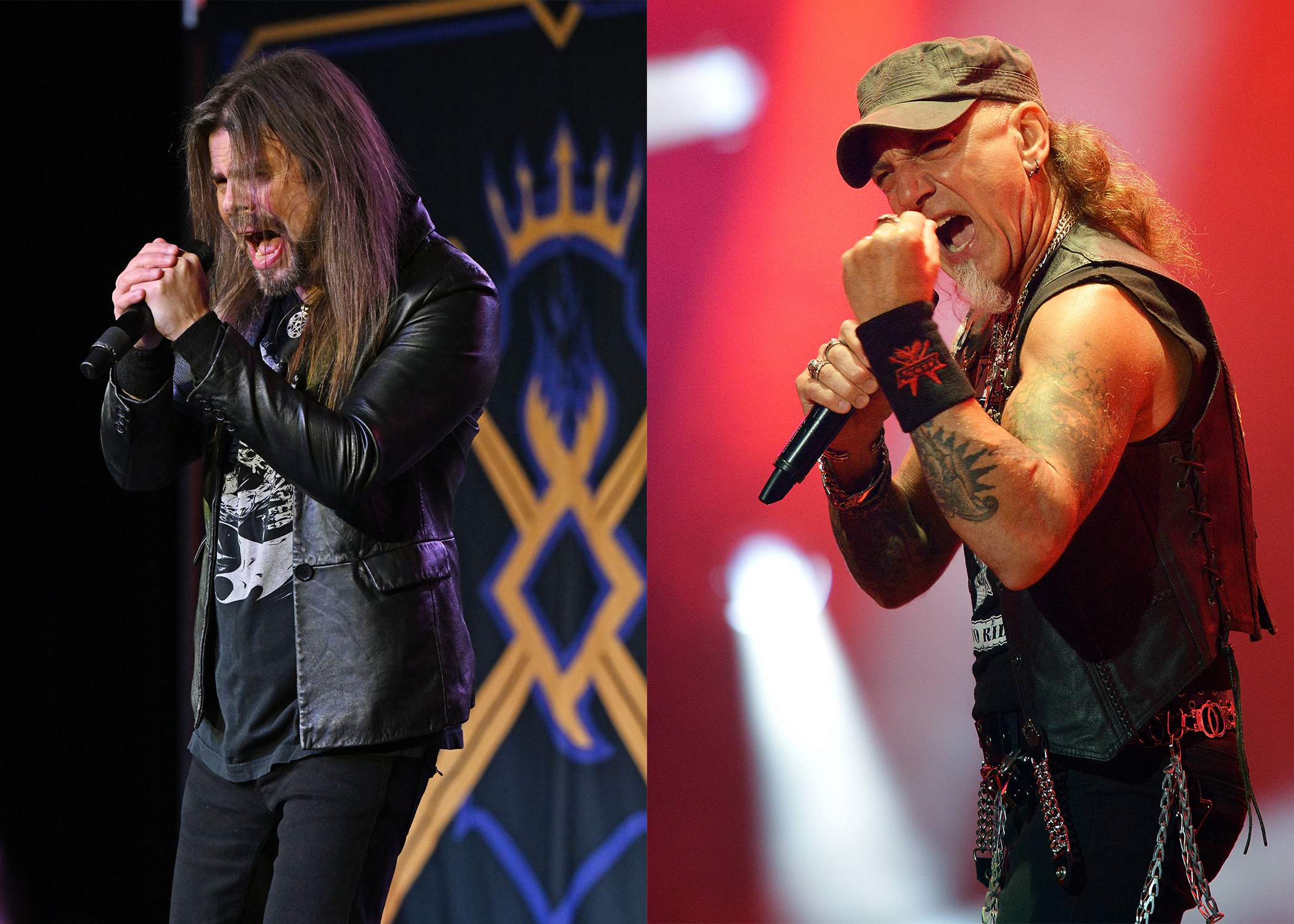 LEFT PHOTO: Todd La Torre of Queensryche performs on Stage 954 at the Dania Beach Casino, Fort Lauderdale, Florida, USA - 15 Mar 2025 RIGHT PHOTO: Singer Mark Tornillo (Accept) at the Wacken Open Air in Wacken./Singer Mark Tornillo (Accept) performing at the Wacken Open Air in Wacken.