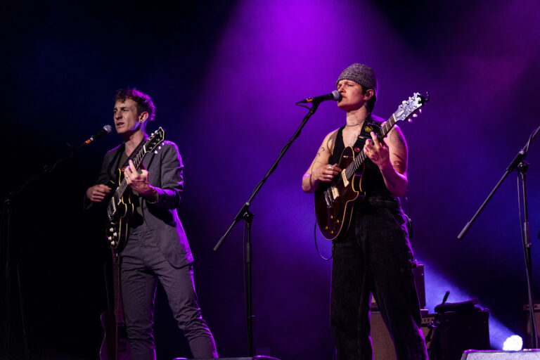 MILAN, ITALY - APRIL 23: Buck Meek and Adrianne Lenker of Big Thief perform at Alcatraz Milan on April 23, 2023 in Milan, Italy. Big Thief Perform In Milan Italy - 23 Apr 2023