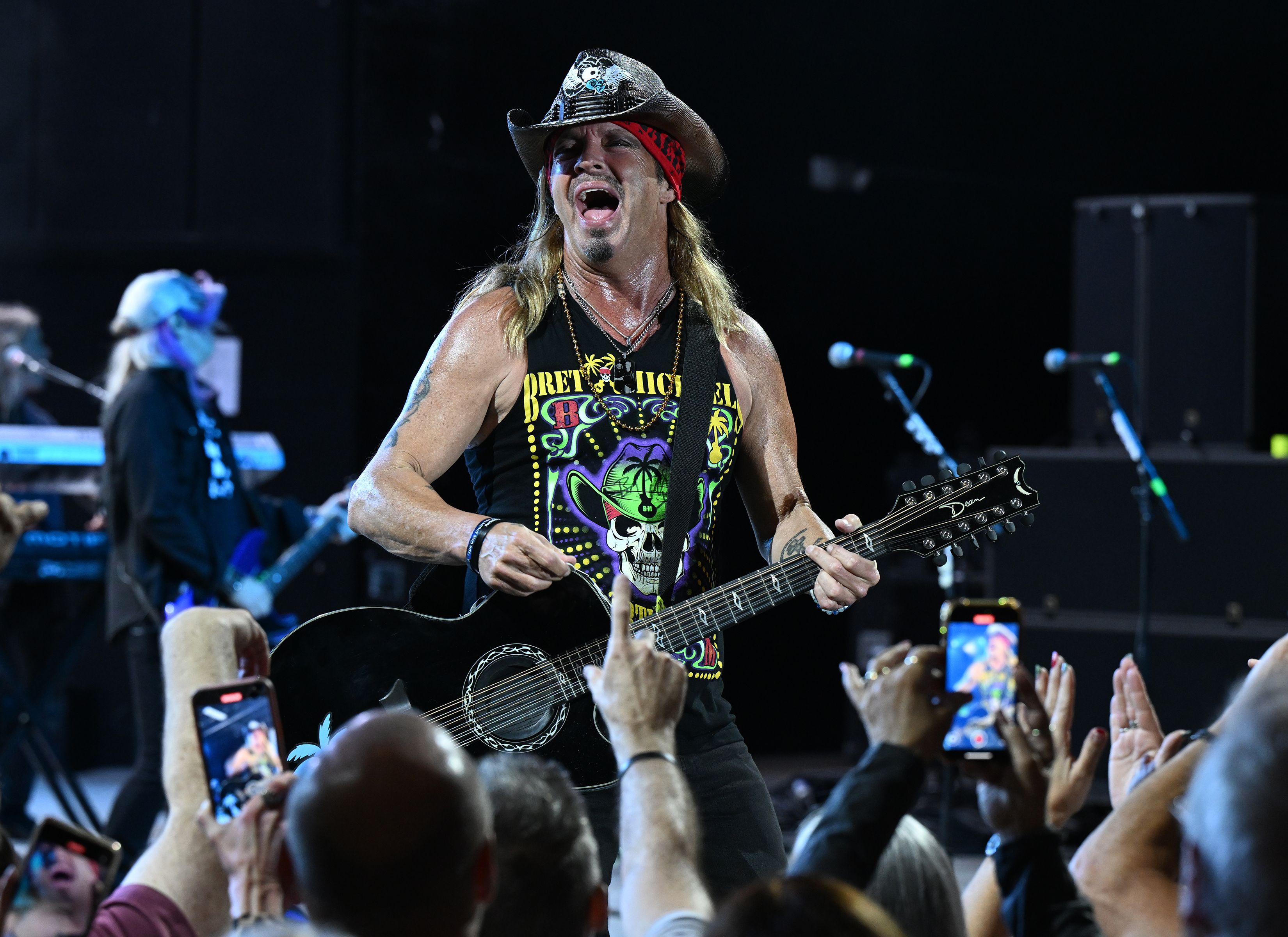 Bret Michaels performs during the Parti-Gras Holiday celebration at The Pompano Beach Amphitheater, Pompano Beach, Florida, USA - 07 Dec 2024 Parti-Gras Holiday celebration at The Pompano Beach Amphitheater, Pompano Beach, Florida, USA - 07 Dec 2024
