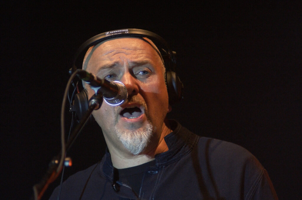Peter Gabriel performing live on stage