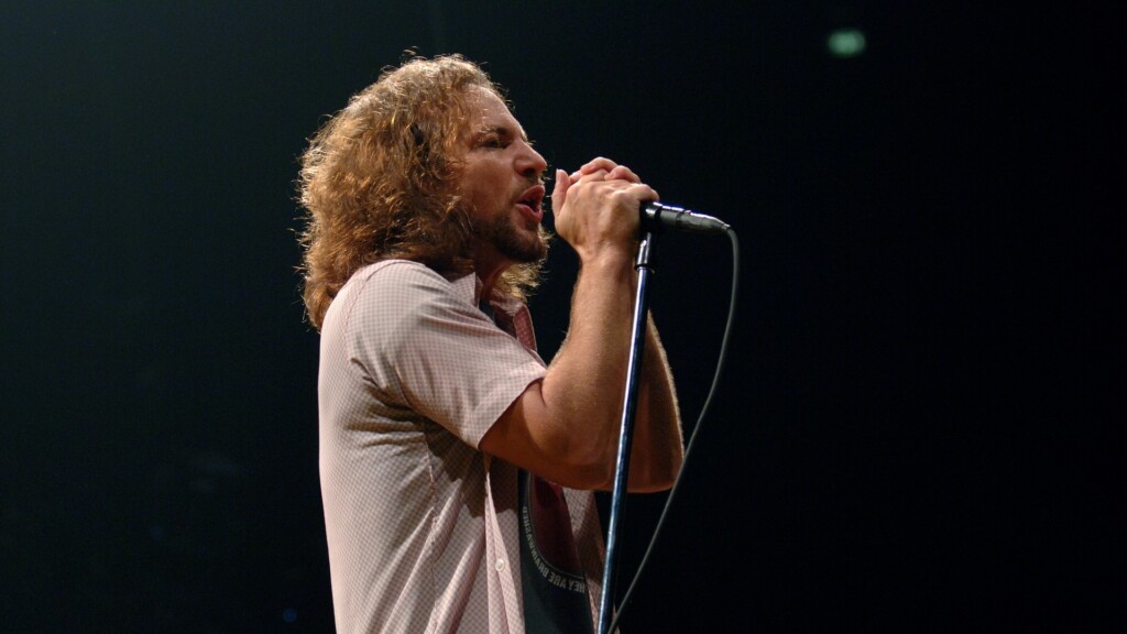 The singer of Pearl Jam, Eddie Vedder, during the concert