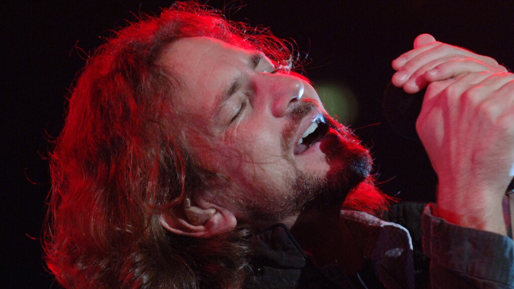 The singer of Pearl Jam, Eddie Vedder, during the concert